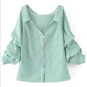 Vertical striped tunic blouse